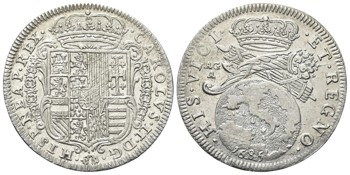 NAPOLI Carlo II di Spagna, Re di Napoli e Sicilia, 16651700. Tarì 1685.