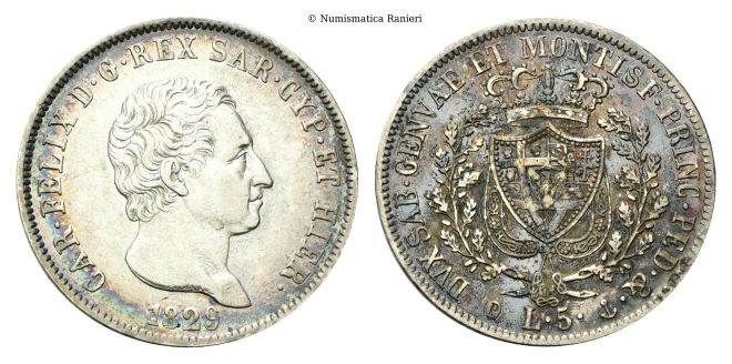 5 Lire 1829 Genova.