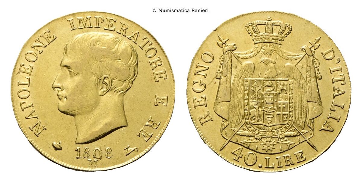 40 Lire 1808, I Tipo, puntali aguzzi.