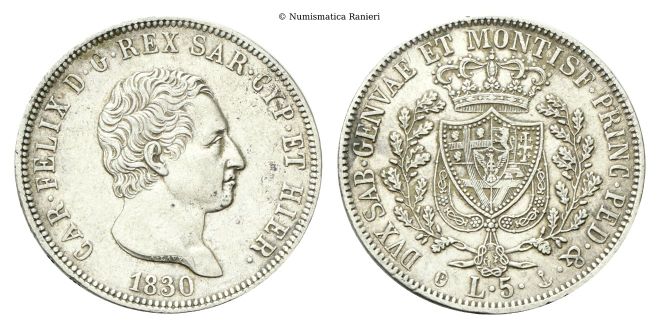 5 Lire 1830 Genova.
