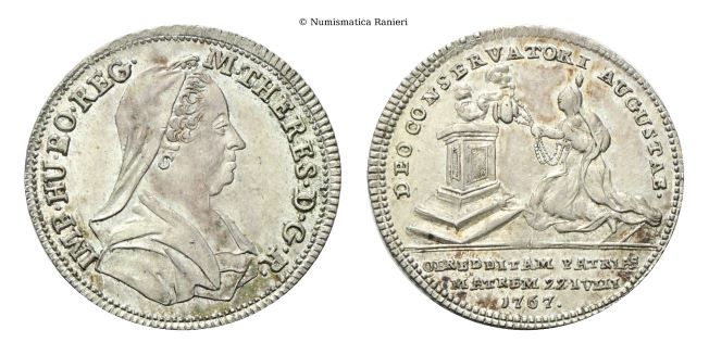 Gettone 1767, per la guarigione dell'Imperatrice dal Vaiolo.