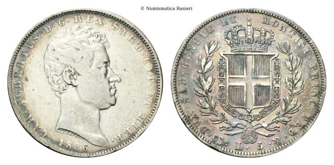 5 Lire 1836 Genova.