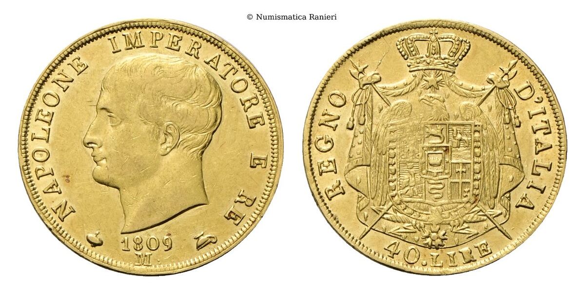 40 Lire 1809 II Tipo, puntali aguzzi.