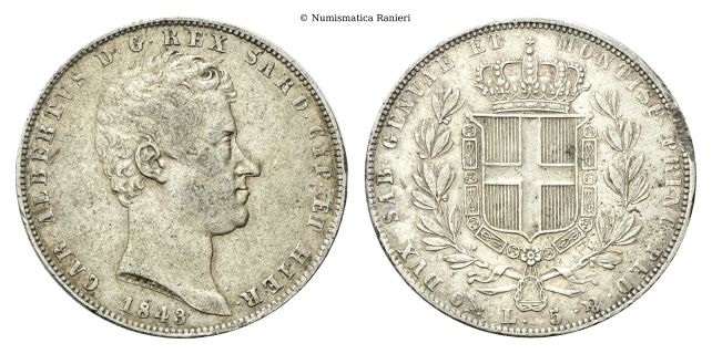 5 Lire 1843 Genova.