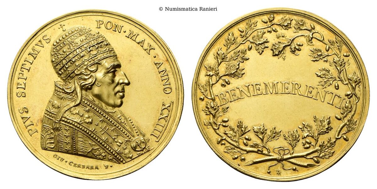 Medaglia 1822 a. XXIII opus G. Cerbara e T. Mercandetti.