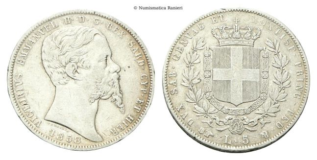 5 Lire 1858 Torino.