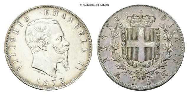 5 Lire 1872 Milano.
