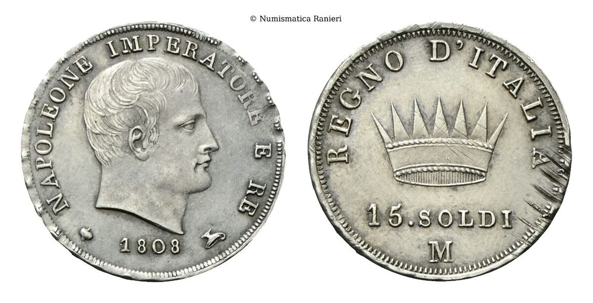 15 Soldi 1808, bordo in incuso.