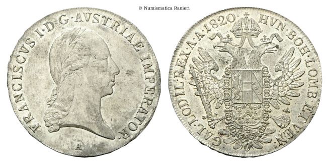 Tallero 1820 A, Vienna.