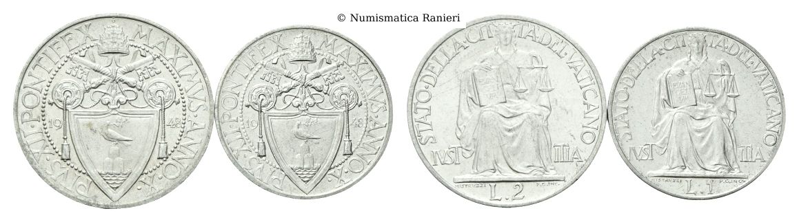 2 Lire e 1 Lira 1948 a. X.