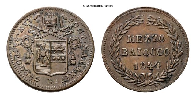 Mezzo Baiocco 1844 a. XIV.