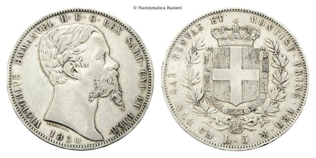5 Lire 1850 Genova.