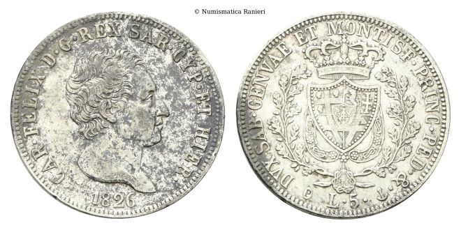 5 Lire 1826 Genova.