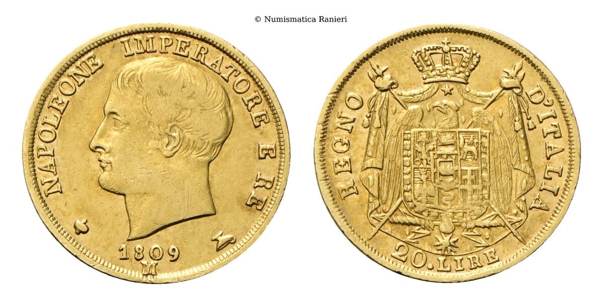 20 Lire 1809, II Tipo, puntali aguzzi.