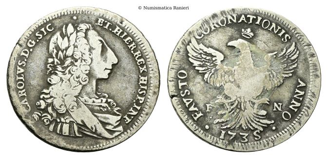 12 Tarì 1735 dell’Incoronazione, coniata a Palermo.