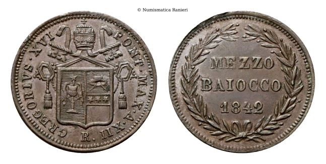 Mezzo Baiocco 1840 a. X.Asta 14