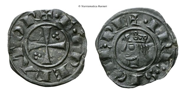 Denaro con testa coronata.