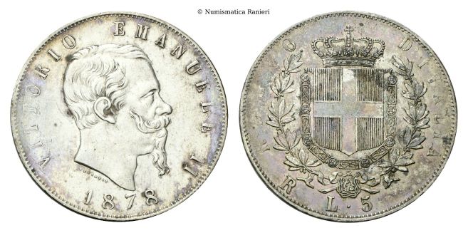 5 Lire 1878 Roma.