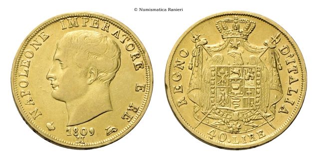 40 Lire 1809 II Tipo, puntali aguzzi.