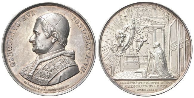 Medaglia 1837 a. VII di largo modulo opus P. Girometti.
