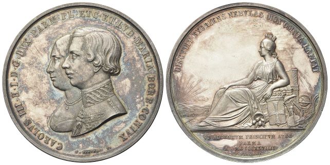 Medaglie in argento e bronzo 1849 in astuccio opus D. Bentelli.