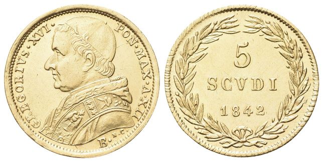 5 Scudi 1842 a. XII.