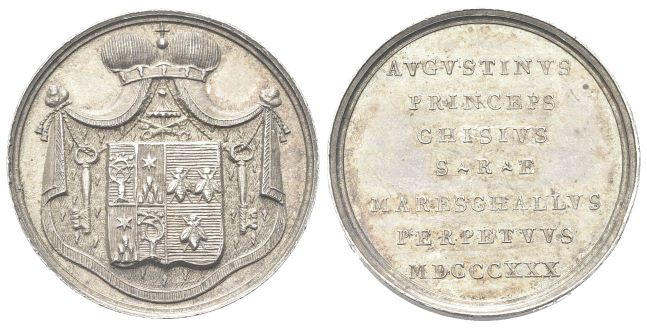 Medaglia 1830 emessa dal Maresciallo Perpetuo del Conclave Principe Agostino Chigi opus L. Gennari.