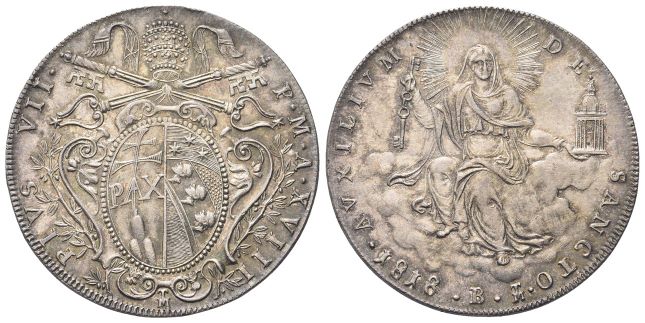 Scudo romano 1818 a. XVIII.