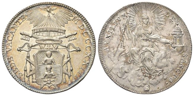 Mezzo Scudo Romano 1823. 