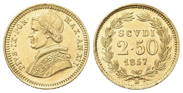 2,50 Scudi 1857 a. XII. 