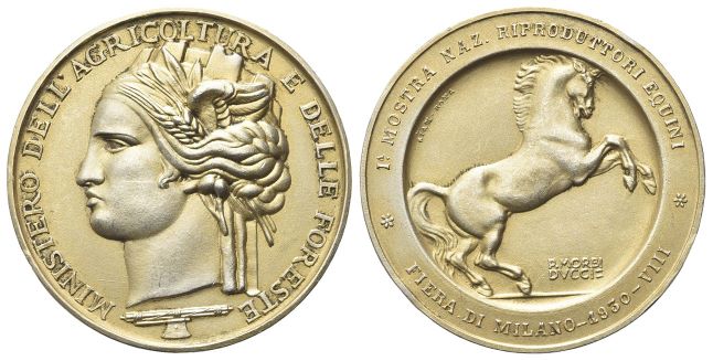 Medaglia 1930, Fiera di Milano, 1a mostra nazionale riproduttori equini. opus P. Morbiducci.