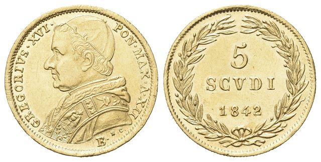 5 Scudi 1842 a. XII.