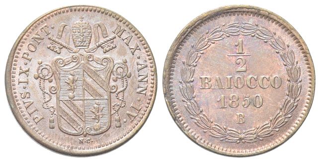 Mezzo Baiocco 1850 a. IV. 