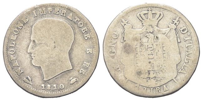 Lira 1810, puntali aguzzi (testa a sinistra).