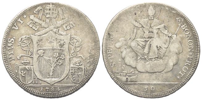 Mezzo Scudo da 50 Bolognini 1784.