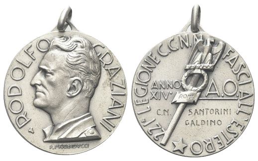 Medaglia 1936 a. XIV,  221° Legione CC.NN. "Fasci Italiani all'Estero"   opus P. Morbiducci.
