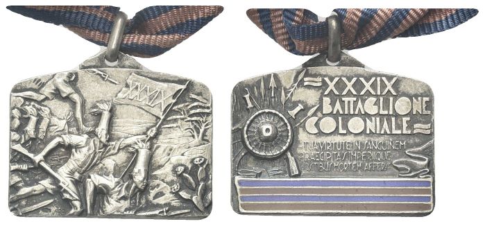 Medaglia rettangolare XXXIX Battaglione Coloniale.