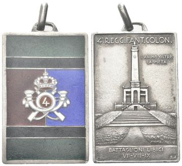 Medaglia rettangolare IV Reggimento Fanteria Coloniale, VII - VIII- IX Battaglioni Libici.