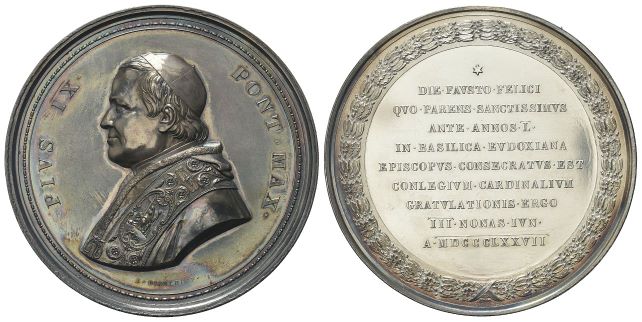 Medaglia 1877 a. XXXII opus G. Bianchi e F. Speranza.