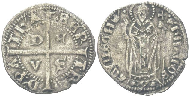 Grosso da due Denari con Sant’Ermacora (1334).