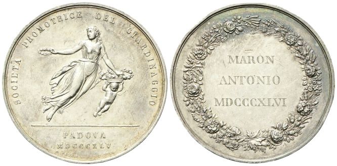 Medaglia 1846 opus A. Fabbris Società Promotrice del Giardinaggio.