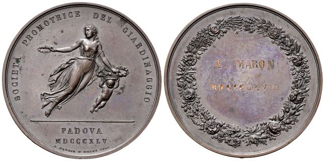 Medaglia 1868 opus A. Fabbris Società Promotrice del Giardinaggio.