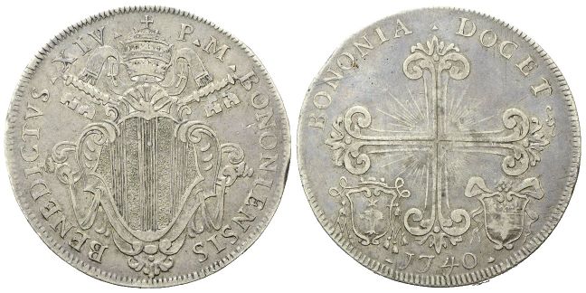 Scudo da 4 Lire o 90 Bolognini 1740.