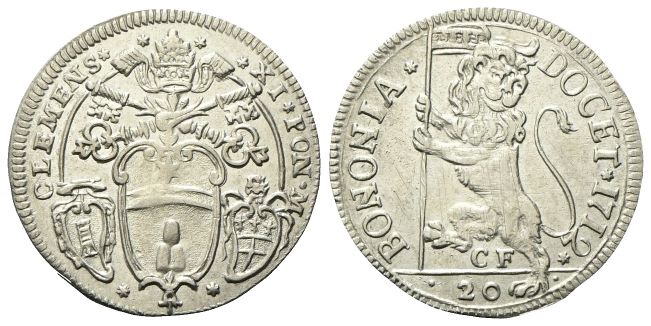 Lira da 20 Bolognini 1712.