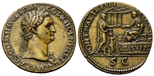 Medaglia Sesterzio opus G. Dal Cavino, dopo il 1570.