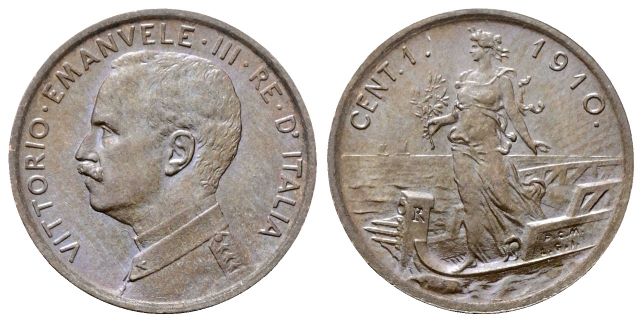 Centesimo 1910 Roma, Italia su prora.