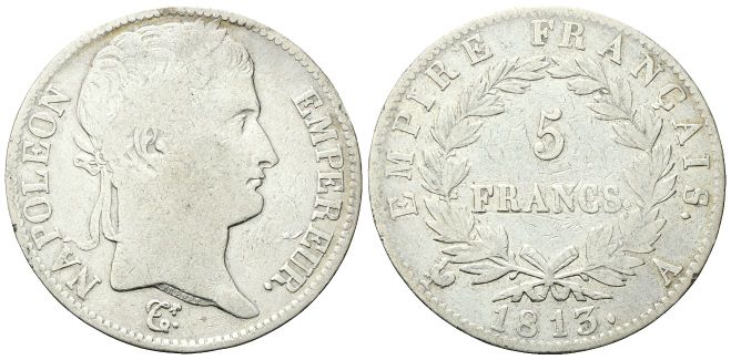 5 Franchi 1813 A, zecca di Parigi.