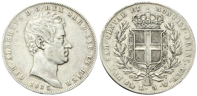 5 Lire 1835 Genova.