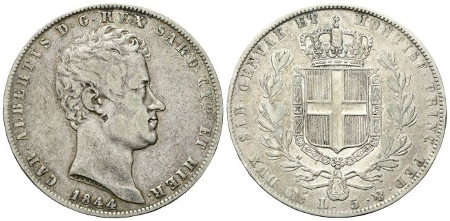 5 Lire 1844 Genova.