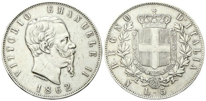 5 Lire 1862 Napoli.